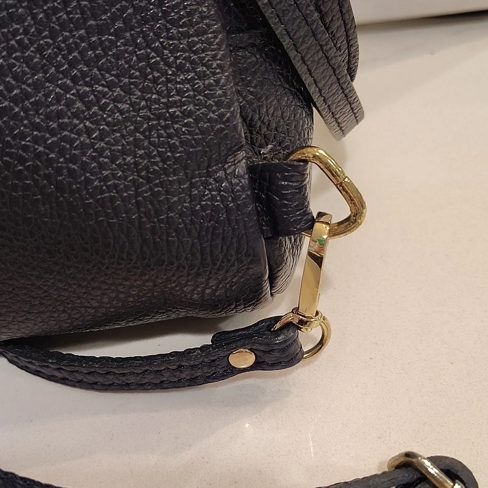 Vera Pelle Convertible Backpack Purse Bag Navy With removable Straps Italy Made
